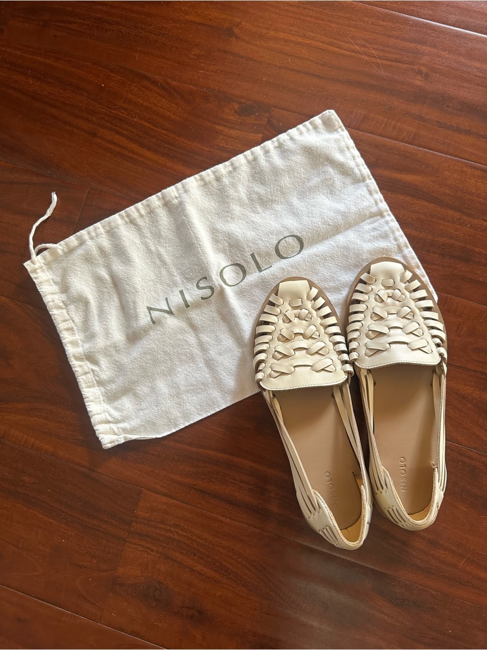 Nisolo Women's Huarache Sandal Bone Size 7.5 New with Dust Bag